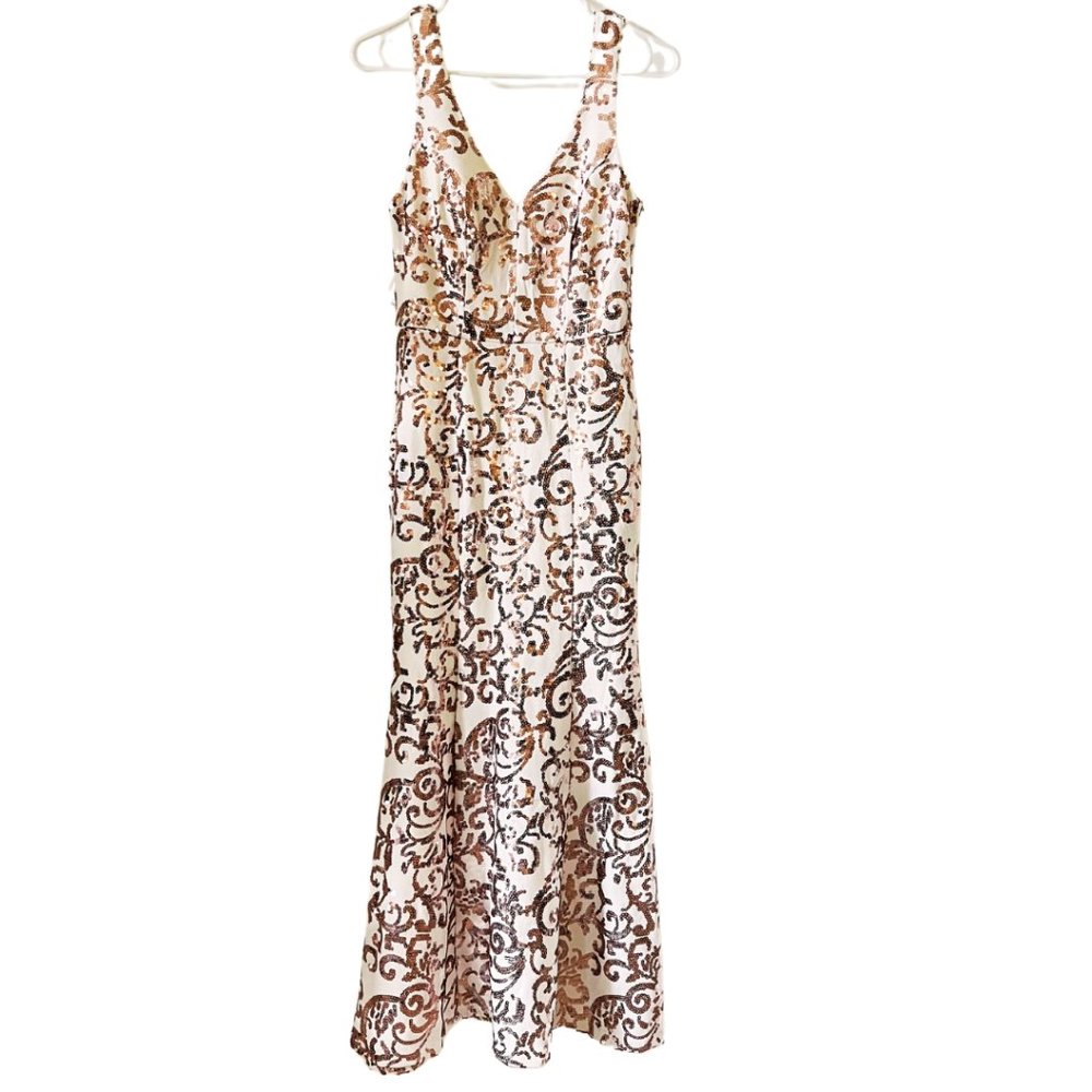 Beautiful White and Rose sequin Party dress - Size Extra small.